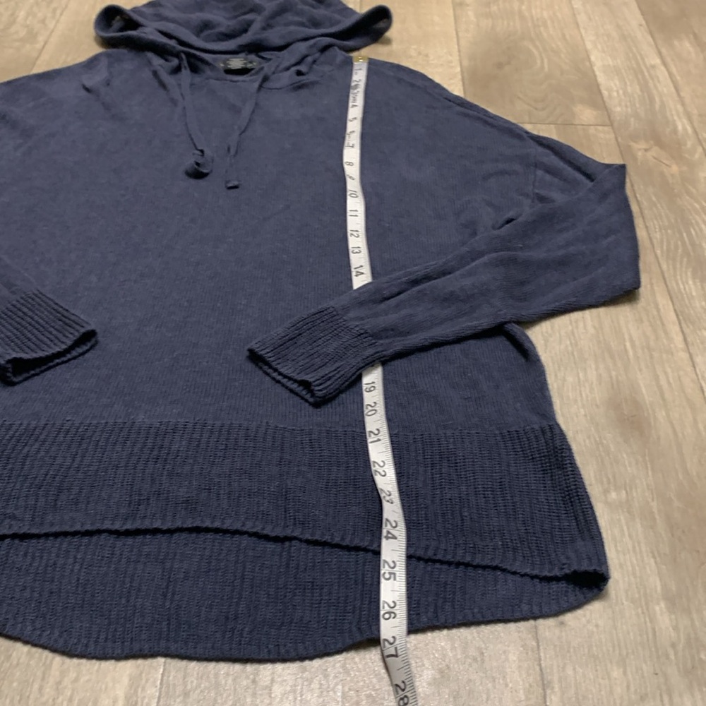 Womens‎ Tahari Linen Blend Drawstring Blue Pullover Lightweight Hoodie - Picture 3 of 7